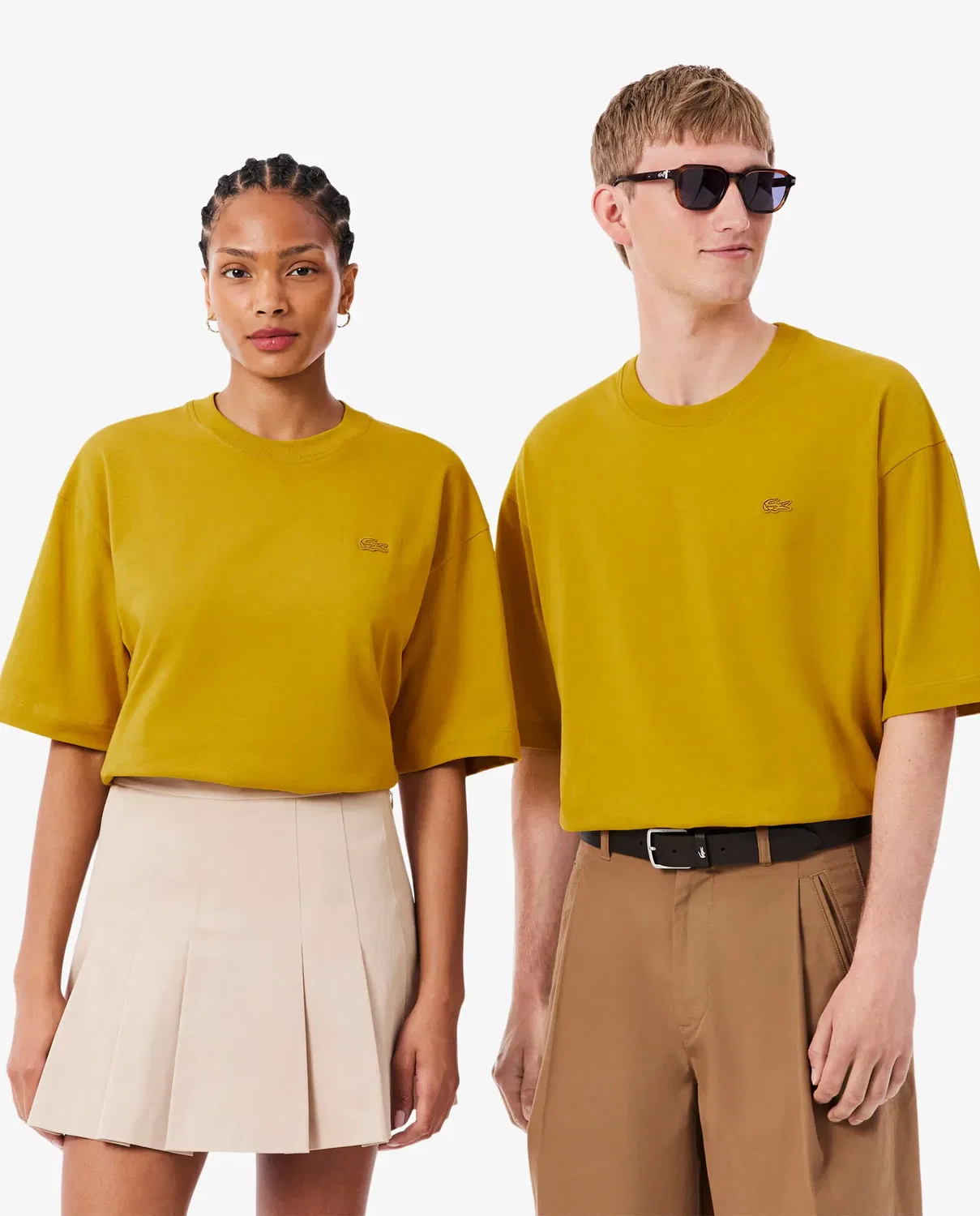 Футболка мужская Lacoste свободного кроя из плотного джерси, oversize, Amarillo