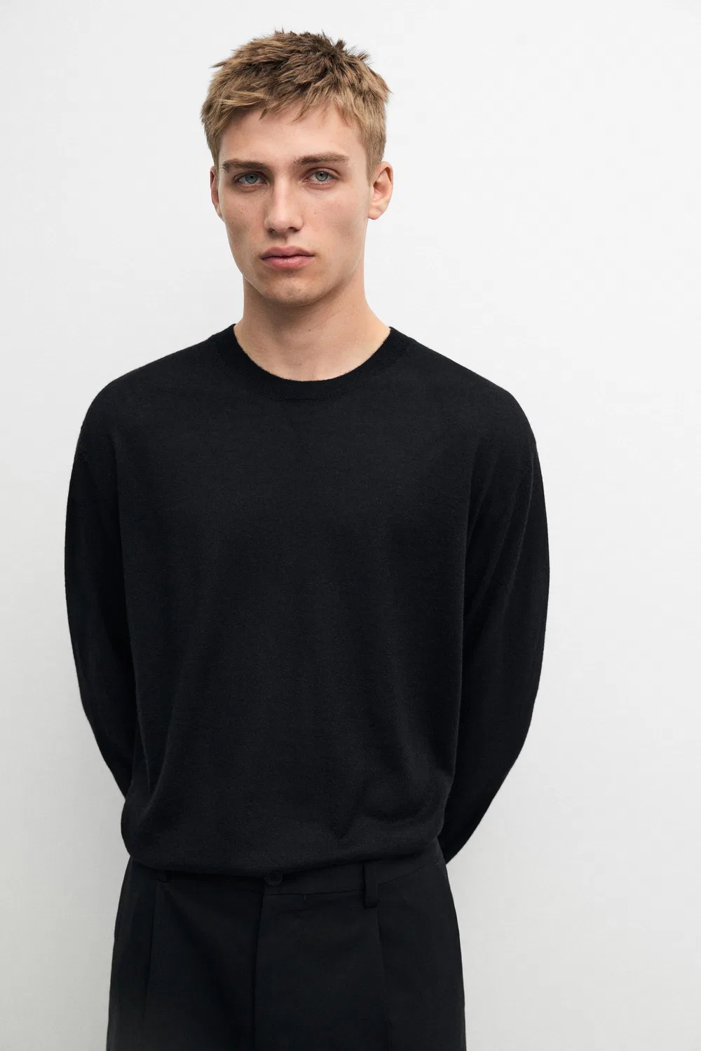 Свитер Massimo Dutti Knit 100% Cashmere Round Neck, черный