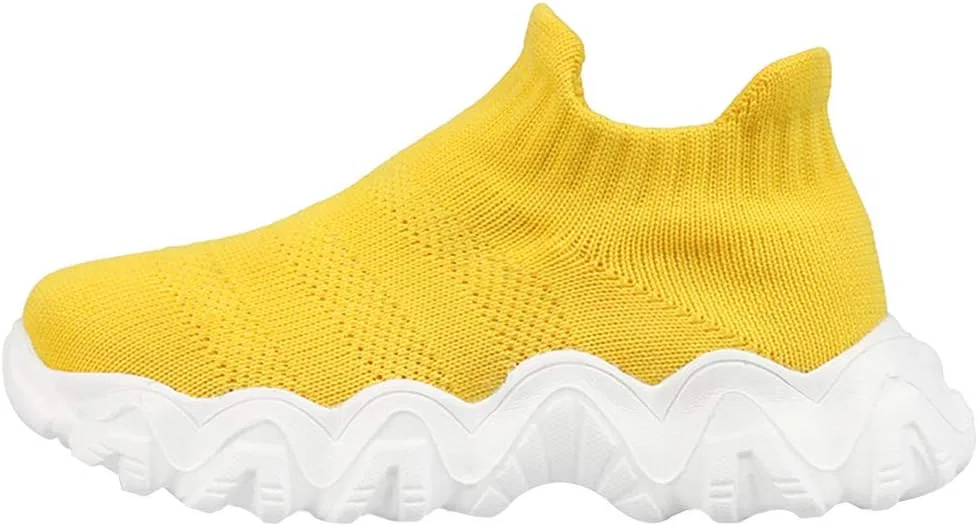 Детские кроссовки без шнуровки с вязаным верхом ANUFER, Yellow — фото 2