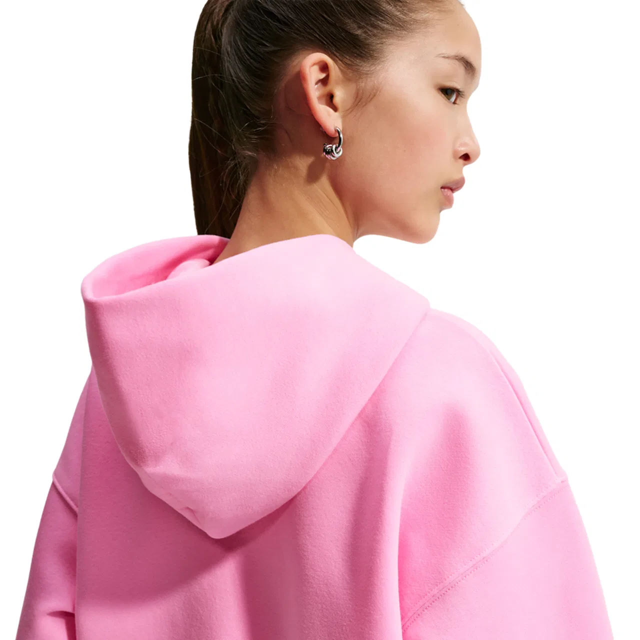 Детский свитшот оверсайз с флисом Nike NSW Studio Fleece OS PO Hoodie, Pink Rise/White — фото 2