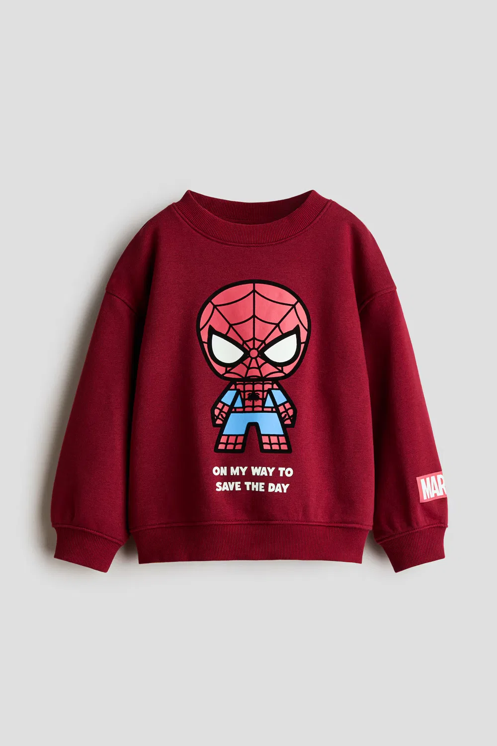 Толстовка с принтом и мягкой внутренней стороной H&M, Dunkelrot/Spider-Man
