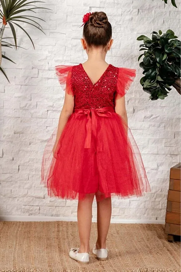 Детское платье для девочек из тюля Mnk Baby&Kids, Red — фото 3