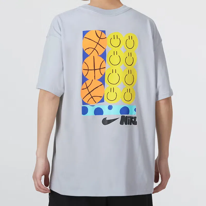 Футболка с принтом улыбающегося баскетбольного мяча Nike, разноцветная — фото 3
