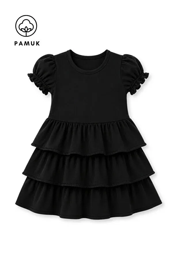 Детское платье для девочек без рукавов с оборками Difa Kids, Black — фото 2
