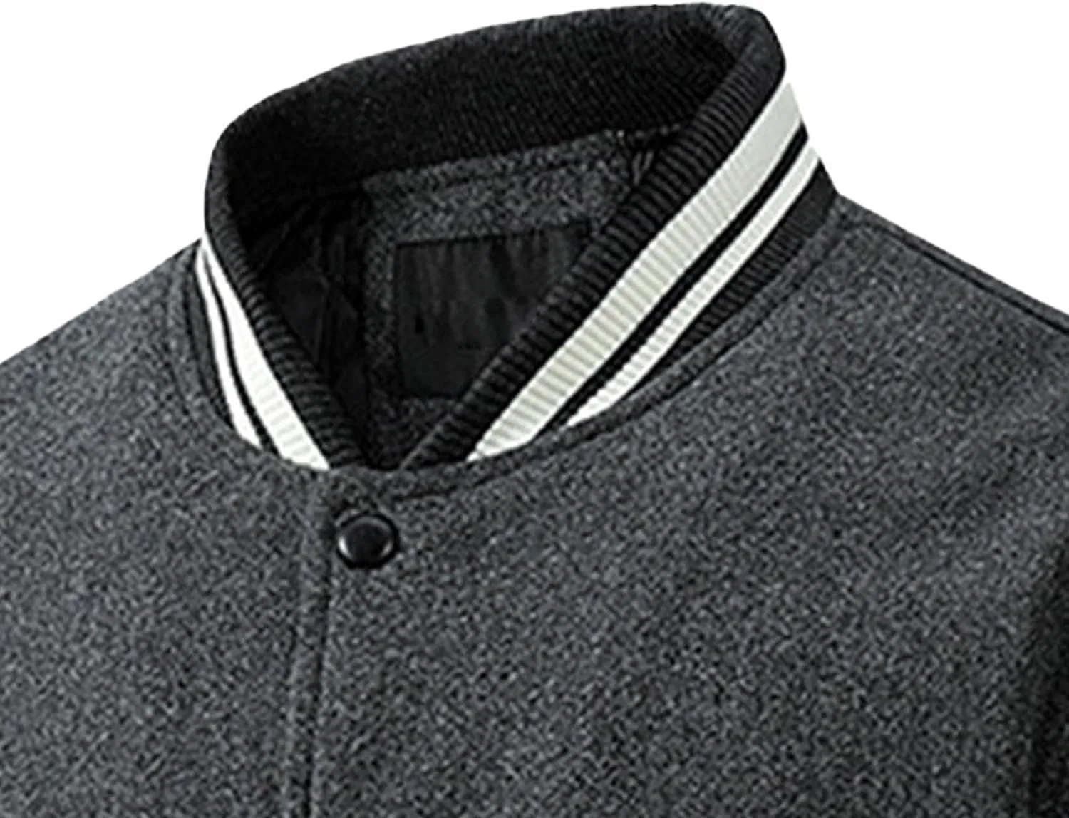 Мужская куртка-бомбер с принтом, Patchwork Leather Baseball Jacket, тёмно-серый — фото 2