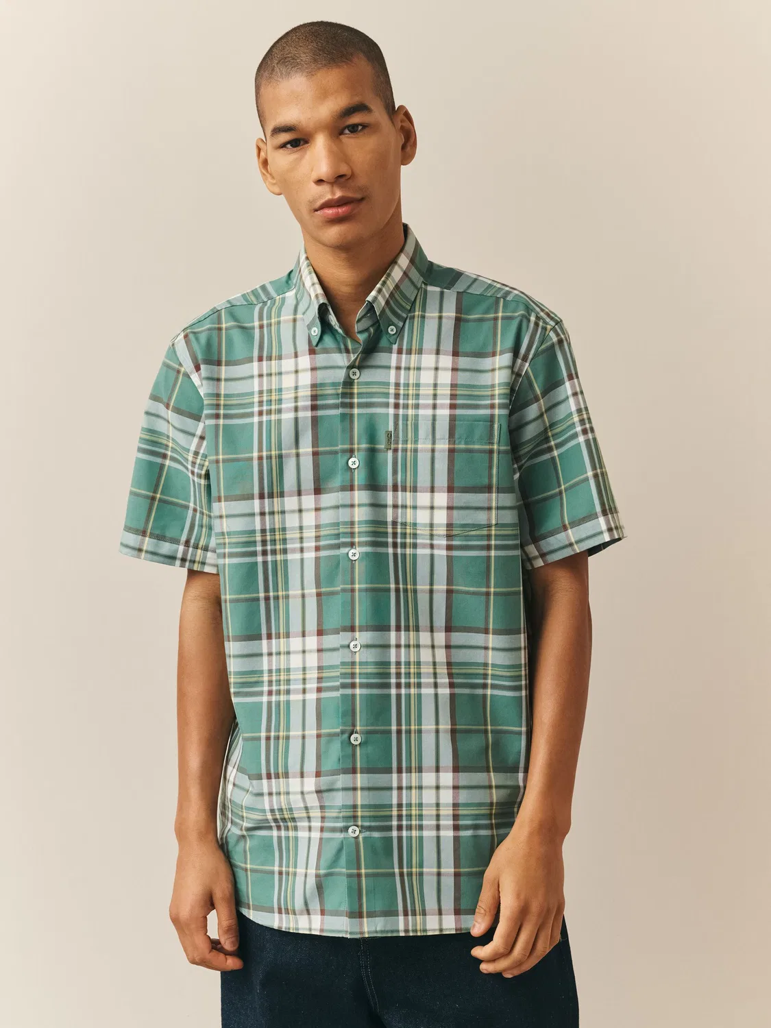 Рубашка оксфордская Regular Fit, Green Madras Check Next, зеленый