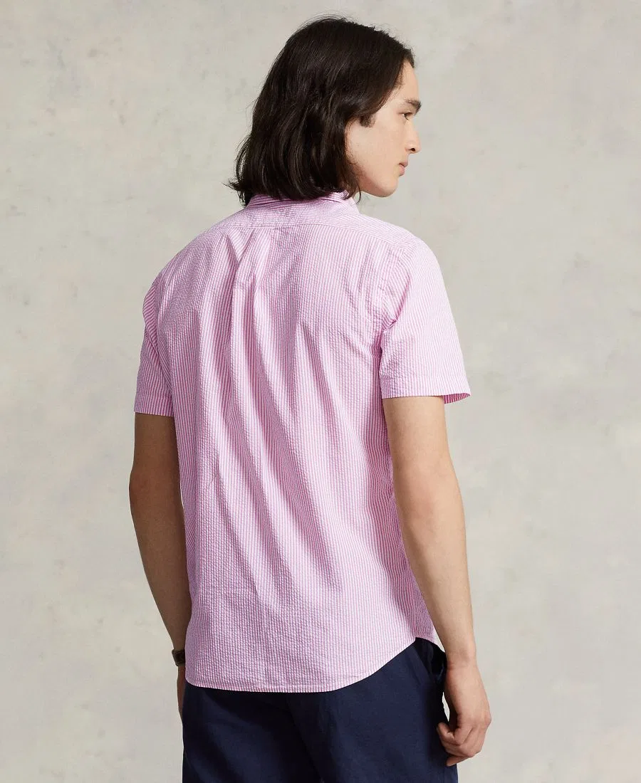 Рубашка с коротким рукавом из сейрсакера Classic-Fit RL Prepster Polo Ralph Lauren, Rose/White — фото 2