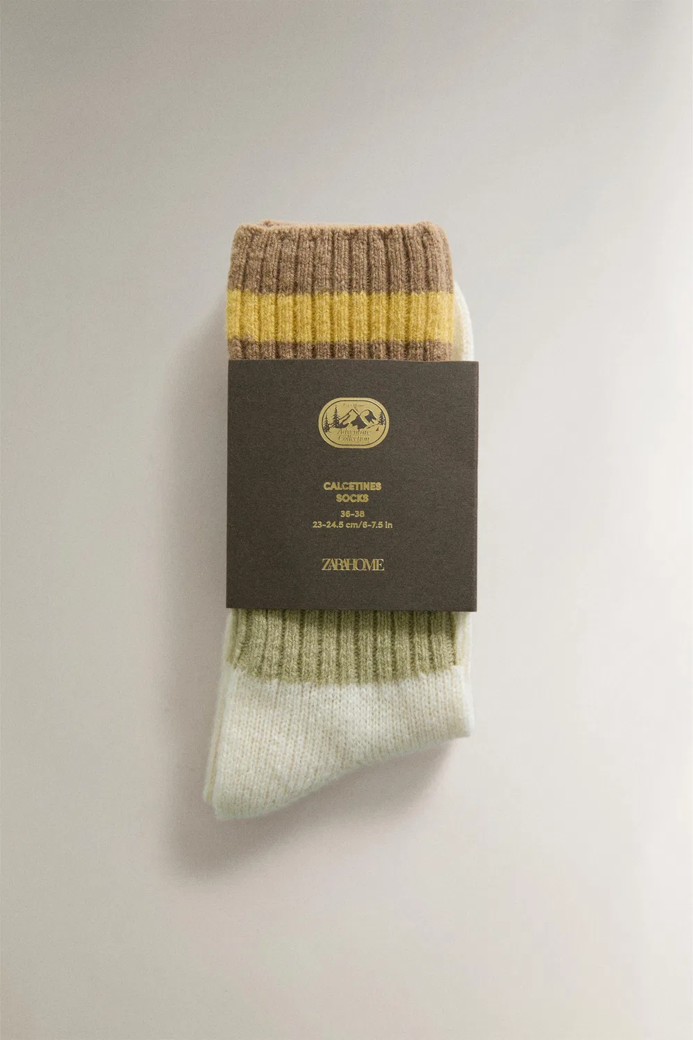 Полосатые шерстяные носки ZARA, Yellow — фото 4