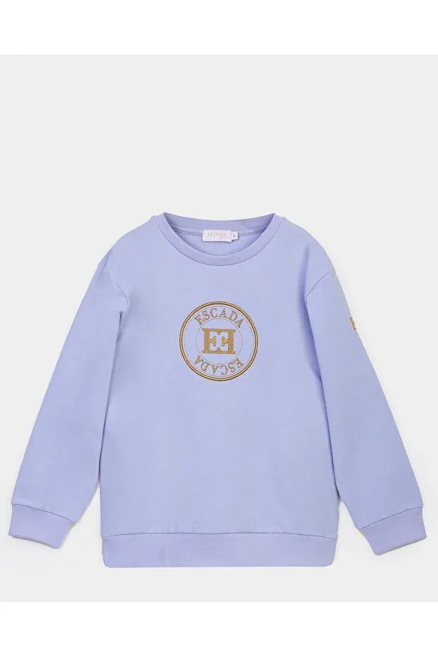 Детские свитшот для девочек с круглым вырезом Logo Escada, Lilac