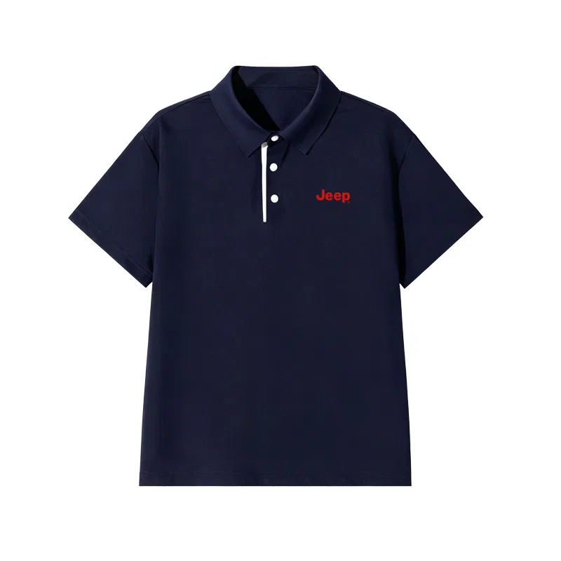 Детская поло с коротким рукавом Jeep, Navy Blue/E Red Text Logo K