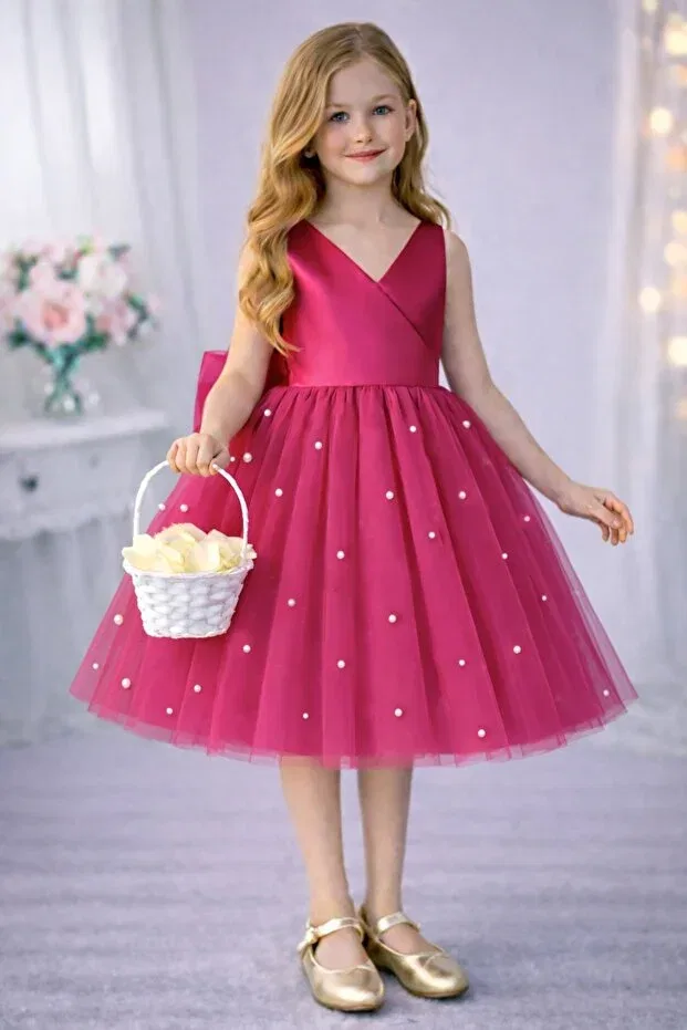 Детское платье для девочек с принтом Suneh, Fuchsia Pink