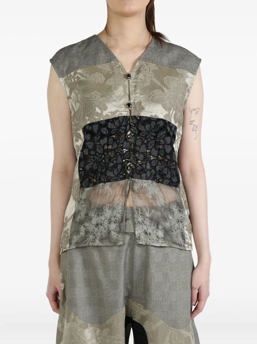 

Рубашка Floral embroidered button-up top COMMUNS, серый