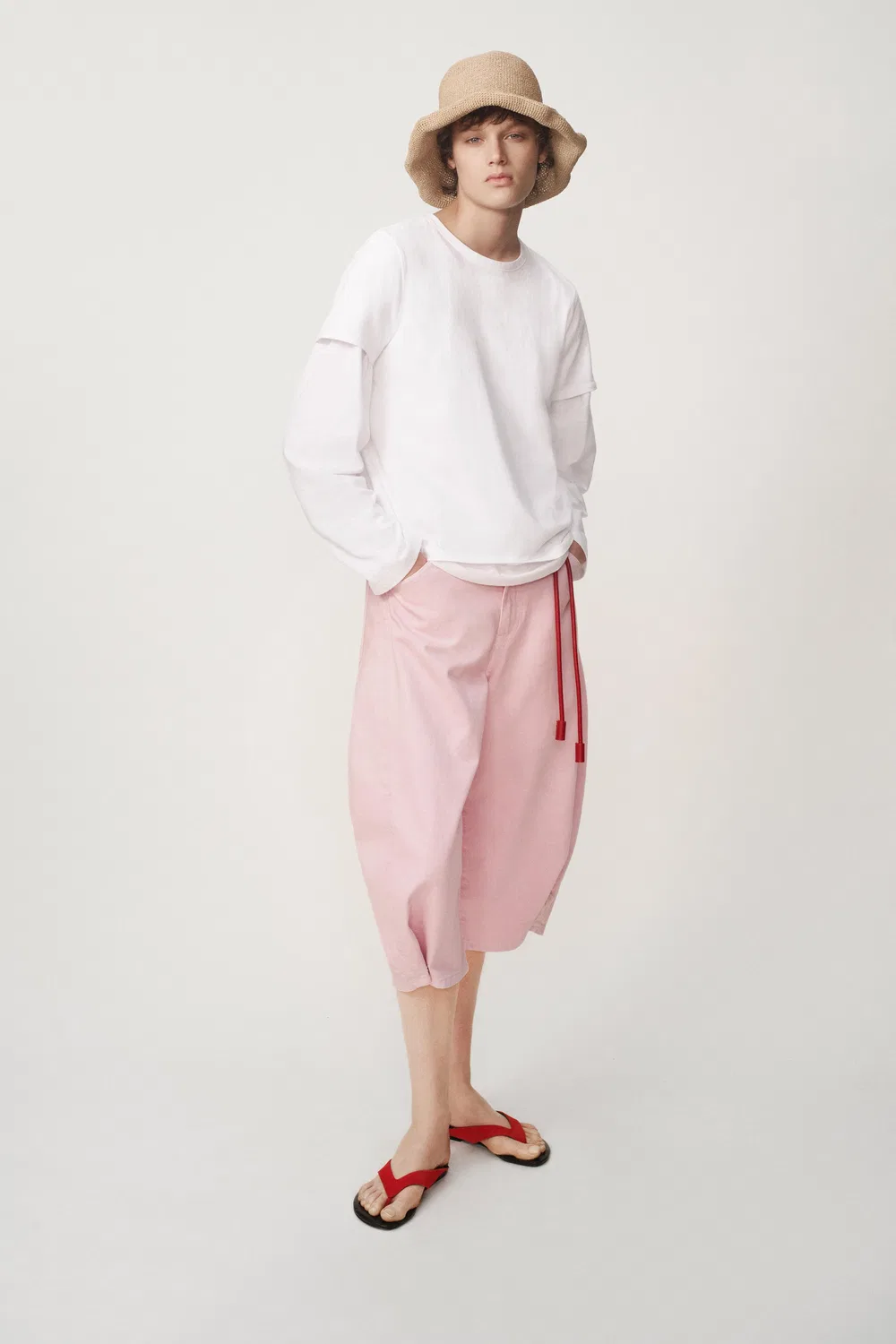 Плиссированные бермудские шорты - вещь от Zara Woman, Pink — фото 4