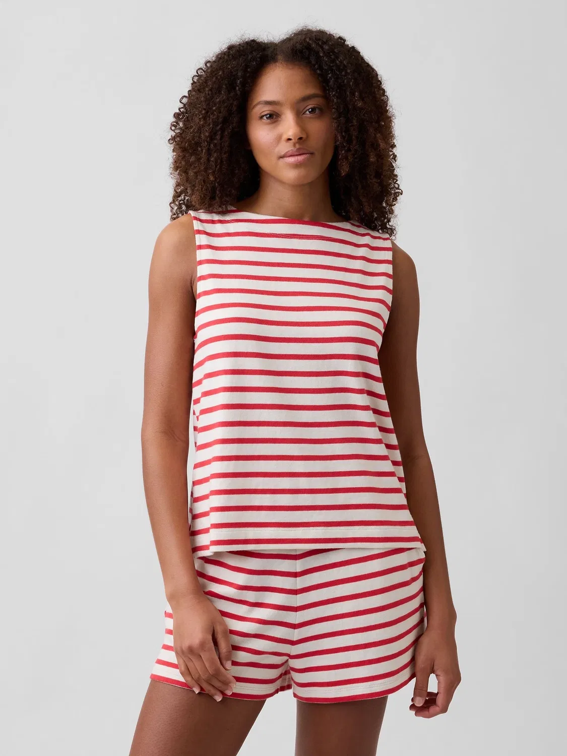 Топ с лодочкой, в полоску Gap, красный