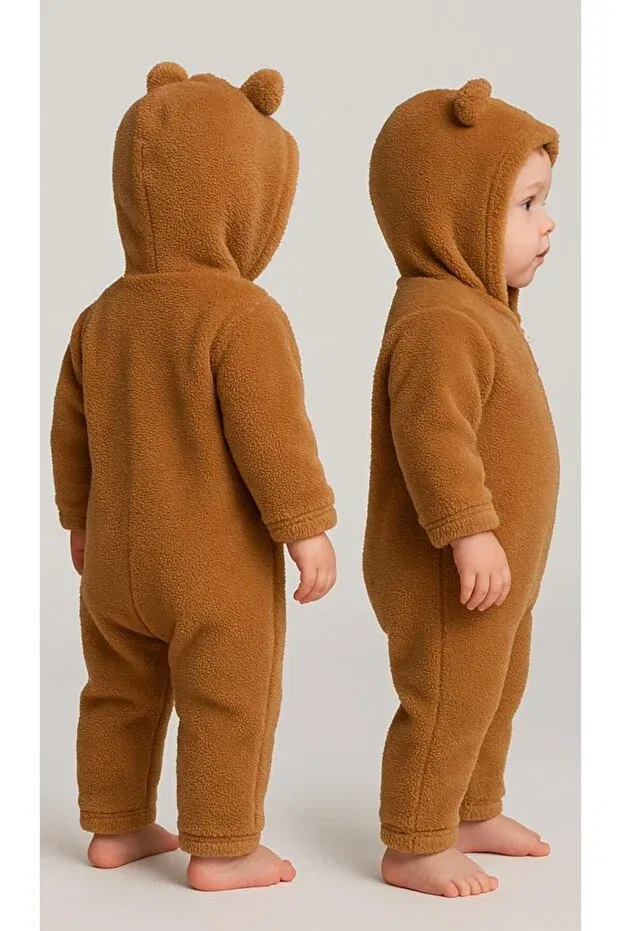Детский комбинезон на молнии с капюшоном Teddy Bear Nevrankids, Brown — фото 3