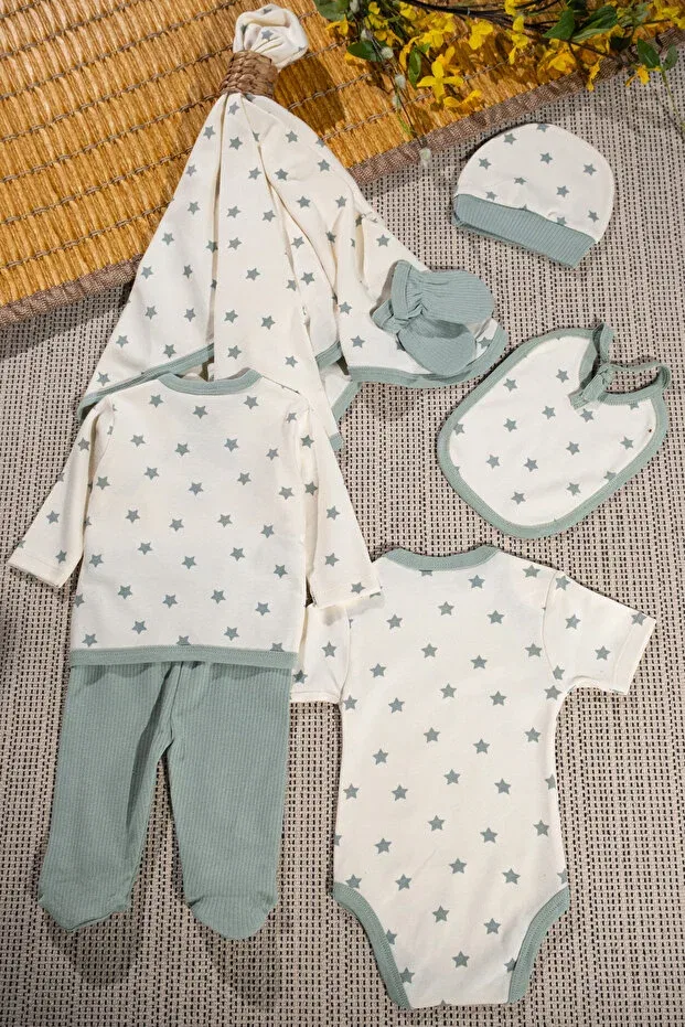 Детский комплект боди для новорожденных хлопковый с принтом Rocha Baby, Mint Green — фото 4
