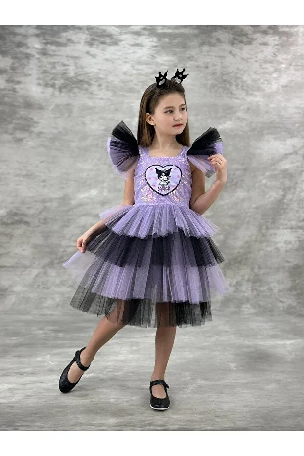 Детское платье для девочек из фатина с принтом Kuromi themed Sy Store, Lilac — фото 3