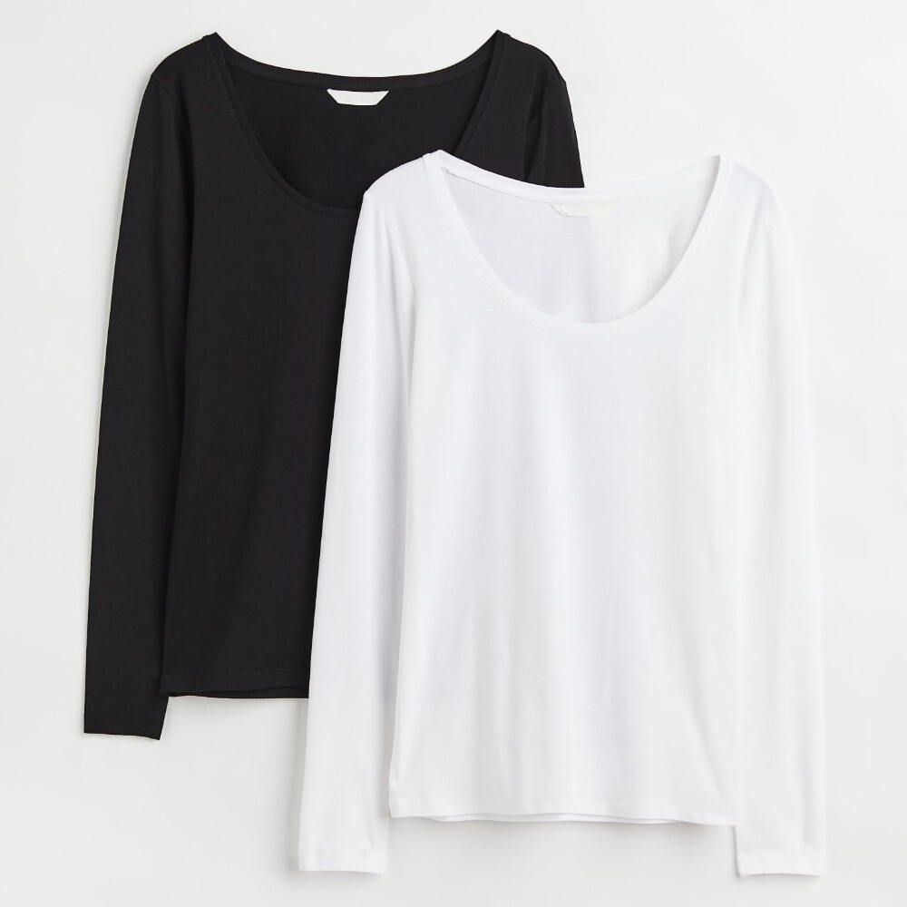 

Комплект топов H&M Jersey, 2 предмета, белый/черный