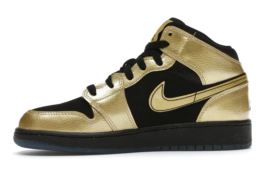 Детские кроссовки с высоким верхом Jordan 1 Mid Metallic Gold Coin Black Jordan, Metallic Gold Coin Black — фото 3