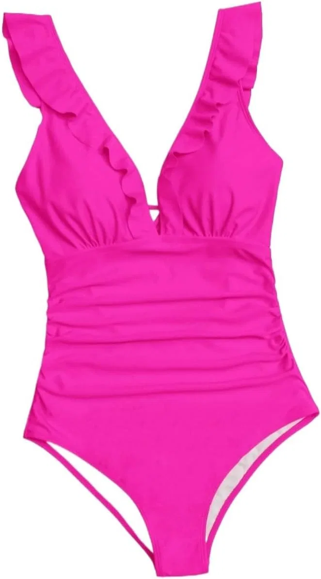 Женский монокини с рюшами и узлом Hot Pink