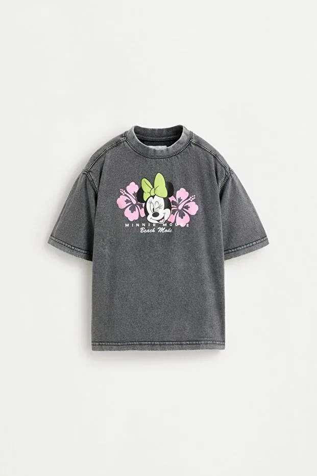 Детская футболка для девочек с выцветшим эффектом Minnie Mouse Disney Lefties, Antrasite Gray