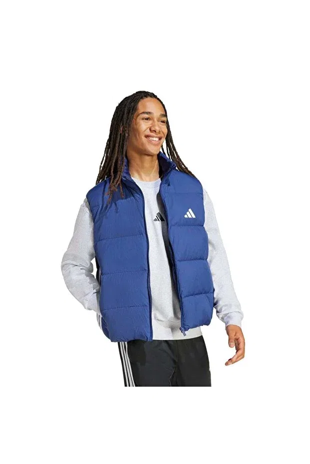 Мужской жилет с принтом Essentials Climawarm 3-Stripes Puffer Down Vest Adidas, Dark Blue — фото 4
