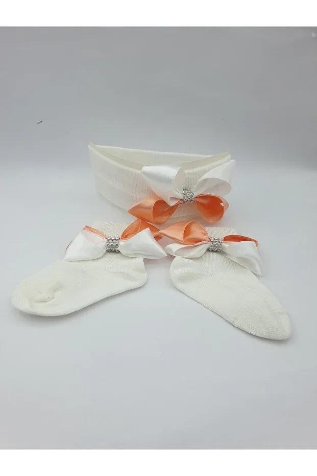 Детские носки-бандана с аксессуарами Özkardeşler Baby, Cream Pink White