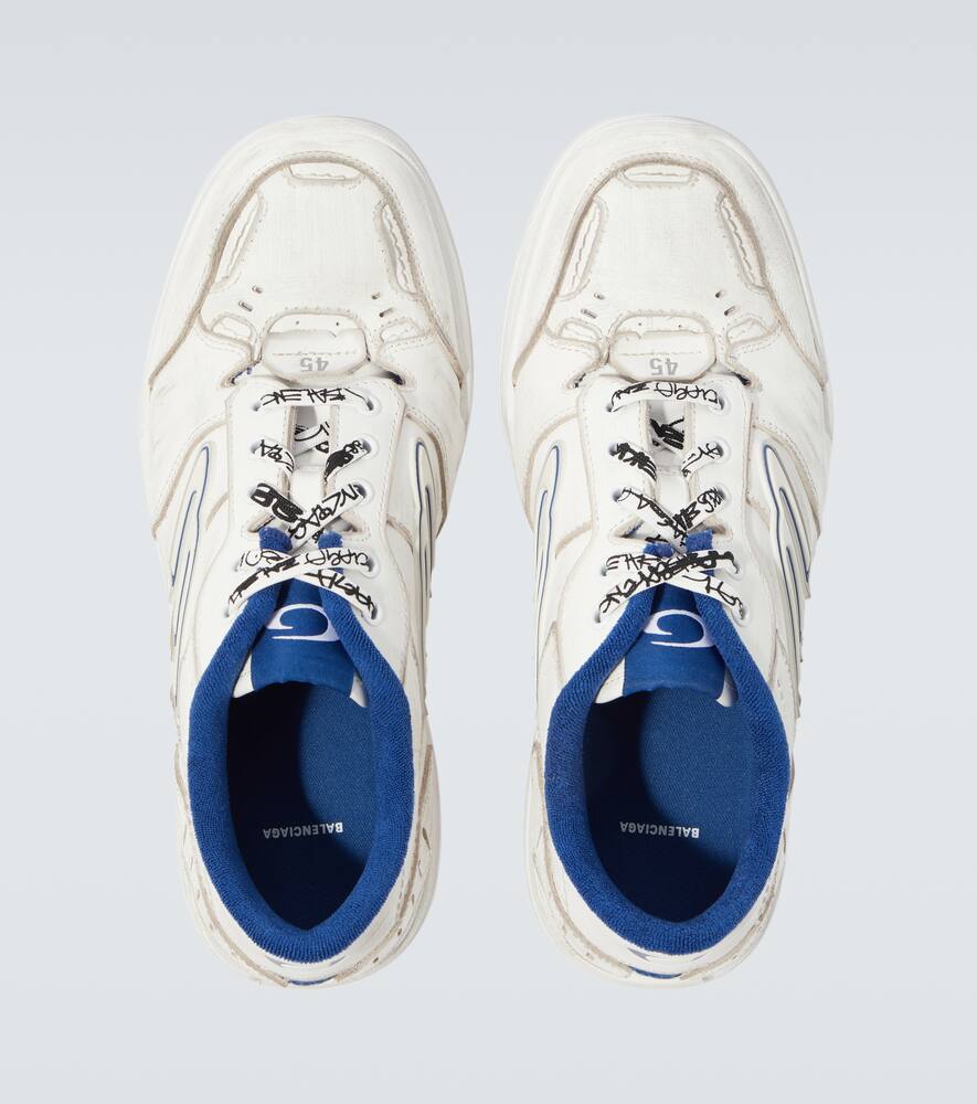Хэмптонс кеды из состаренной кожи Balenciaga, White/Blu — фото 4