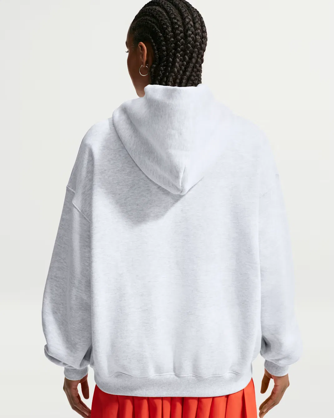 Женская толстовка с капюшоном оверсайз Nike Studio Fleece Medium Weight, Birch Heather/Black — фото 2