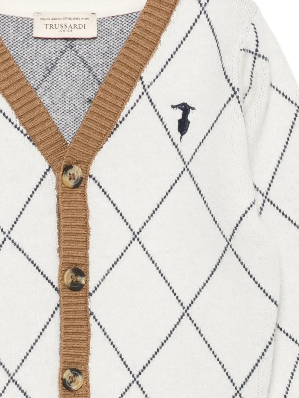 Кардиган с ромбовидным узором Trussardi Junior, белый — фото 3