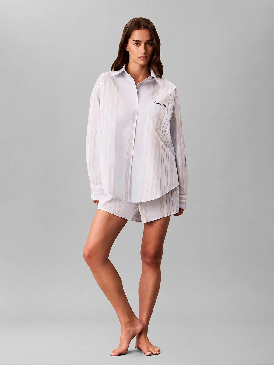 Пижамная рубашка Calvin Klein светло-голубого цвета — фото 3
