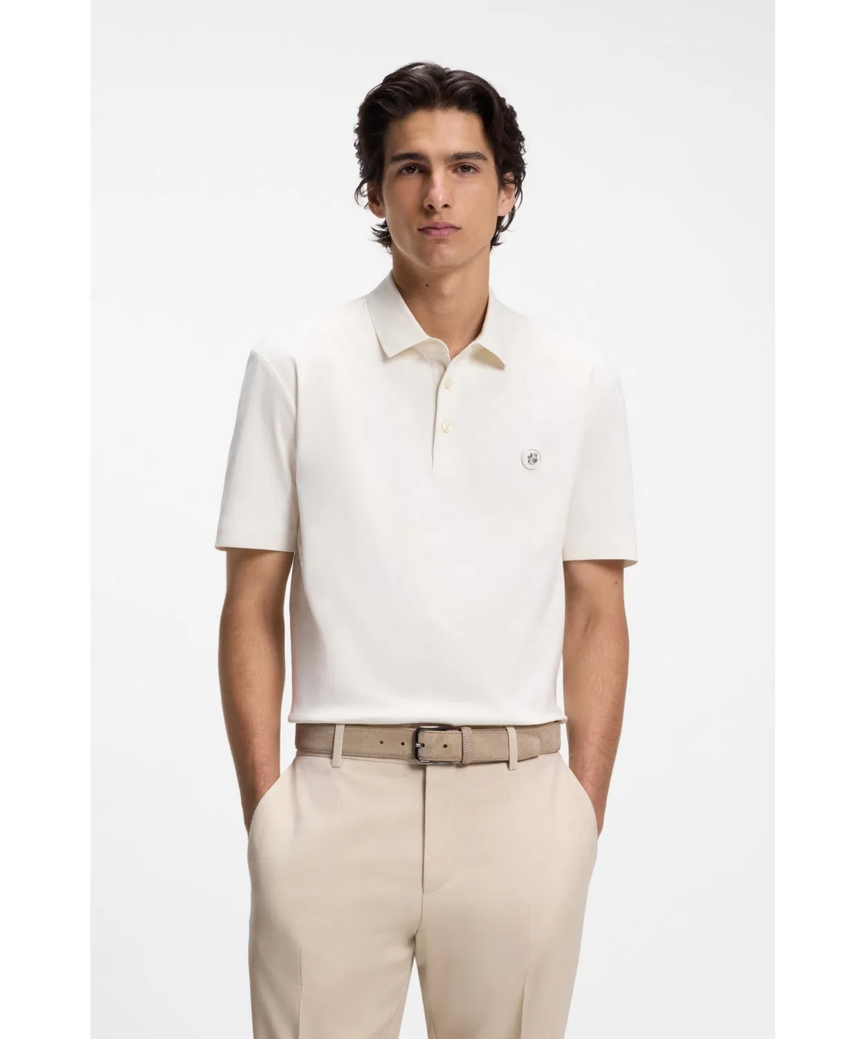 Мужская поло с коротким рукавом Double B Monogram BOSS, White