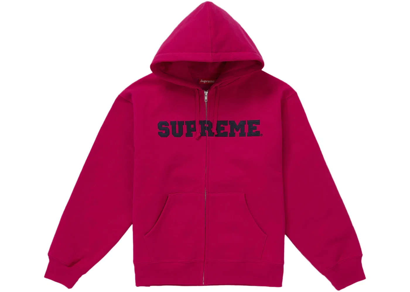 Мужская худи на молнии с принтом Supreme Collegiate Applique Zip Up Hooded Sweatshirt Supreme, Fuchsia