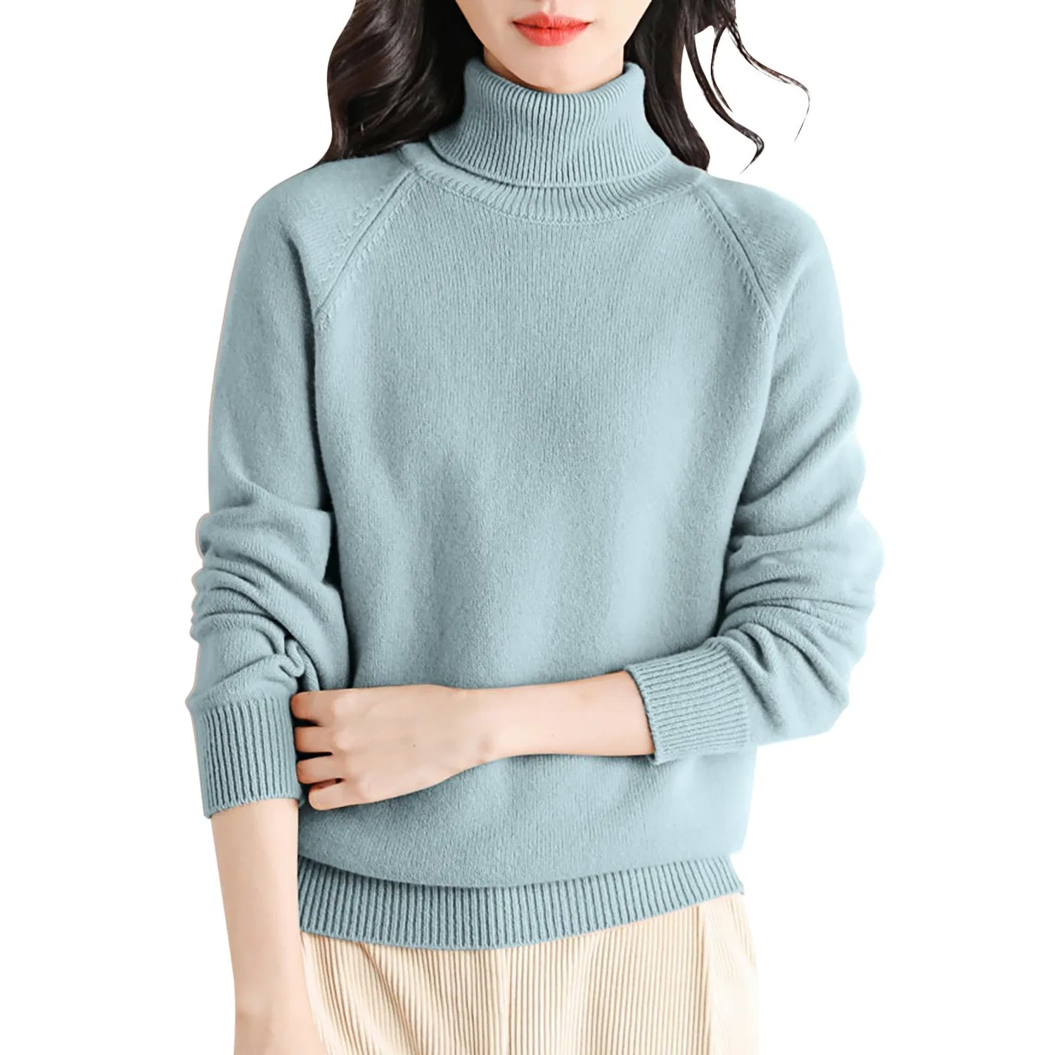Женский шерстяной свитер с высоким воротником Golden Point, Mint Green