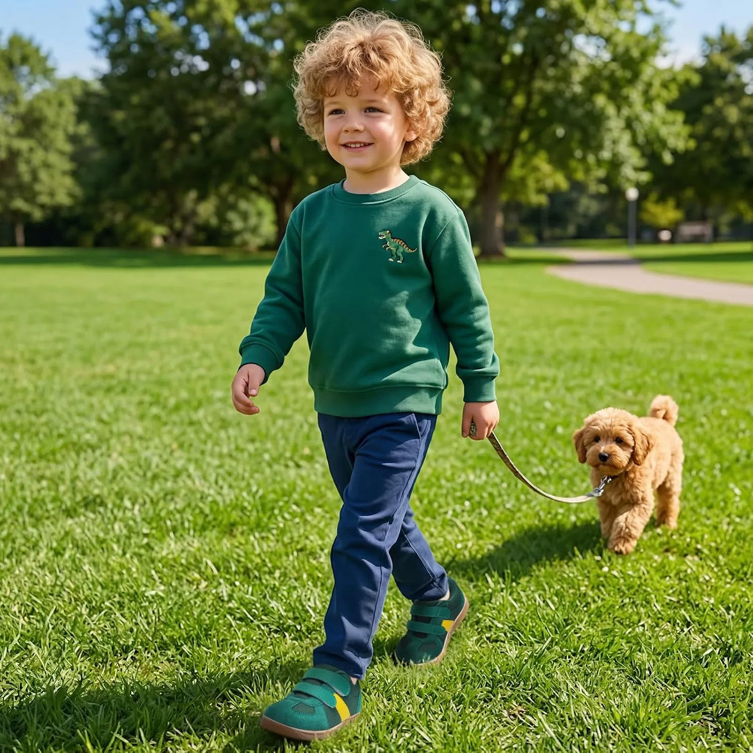 Детские кроссовки минималистичные с широким носком Fulkid, Green — фото 2