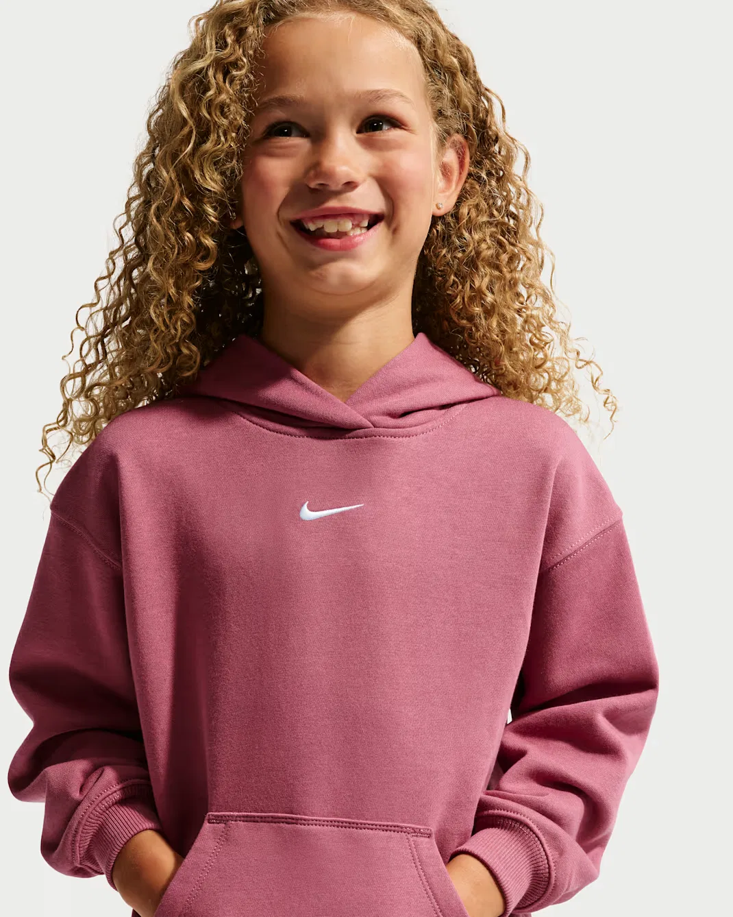 Детская флисовая толстовка с капюшоном от Studio Nike Sportswear, Pink Smoke — фото 3