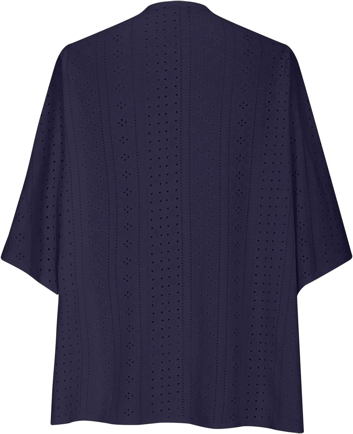 Женский кимоно-кардиган с вышивкой ажуром, 3/4 рукав, Dark Blue — фото 3