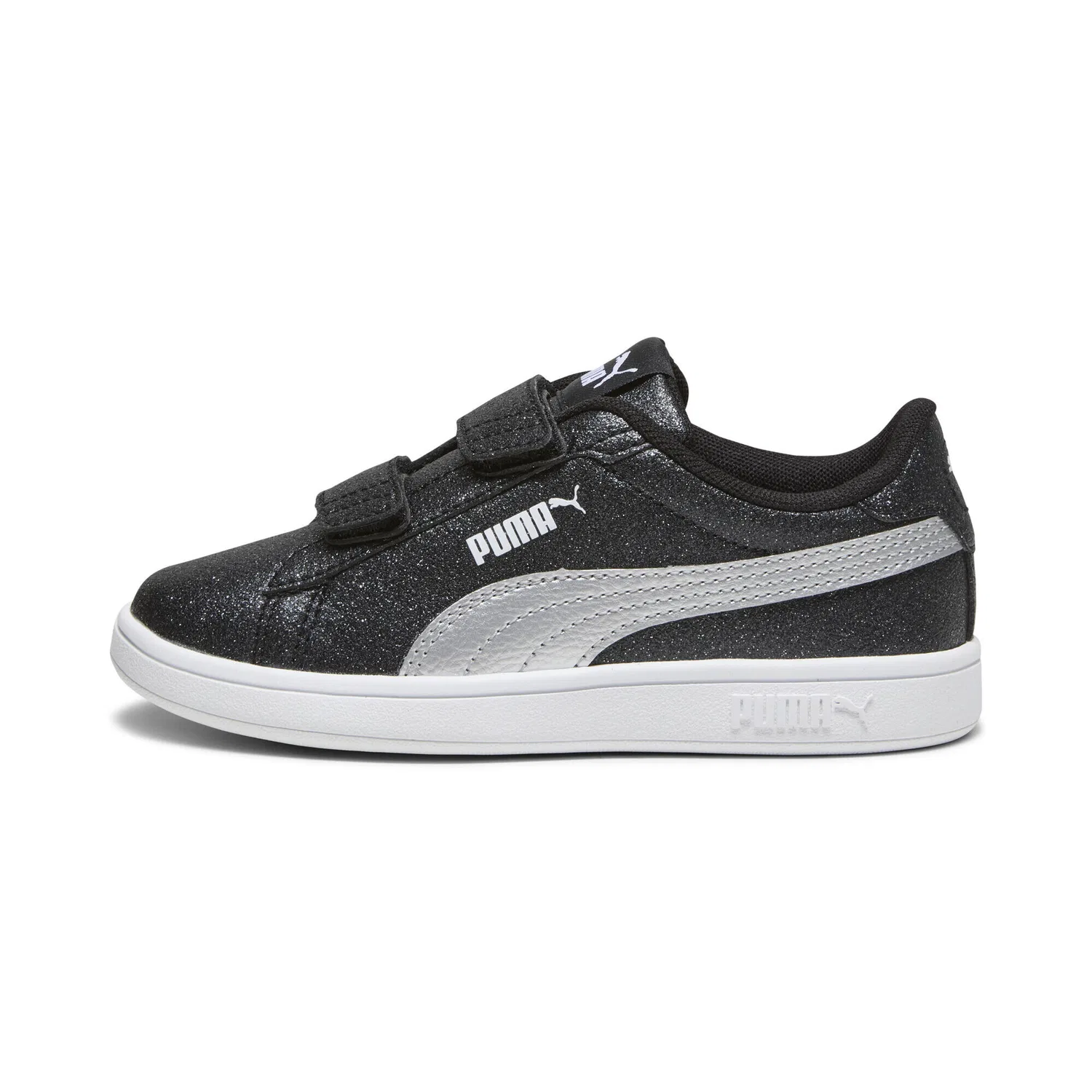 Детские кроссовки с блестками Smash 3.0 Glitz Glam PUMA, Schwarz Silber Weiss — фото 3