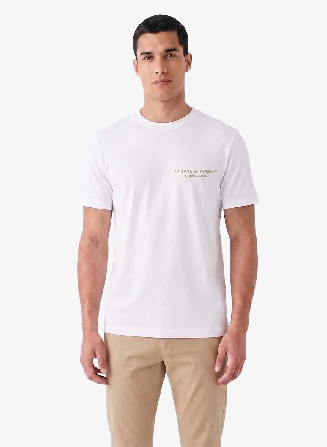 Футболка с принтом на спине и вышивкой Lacoste, белый