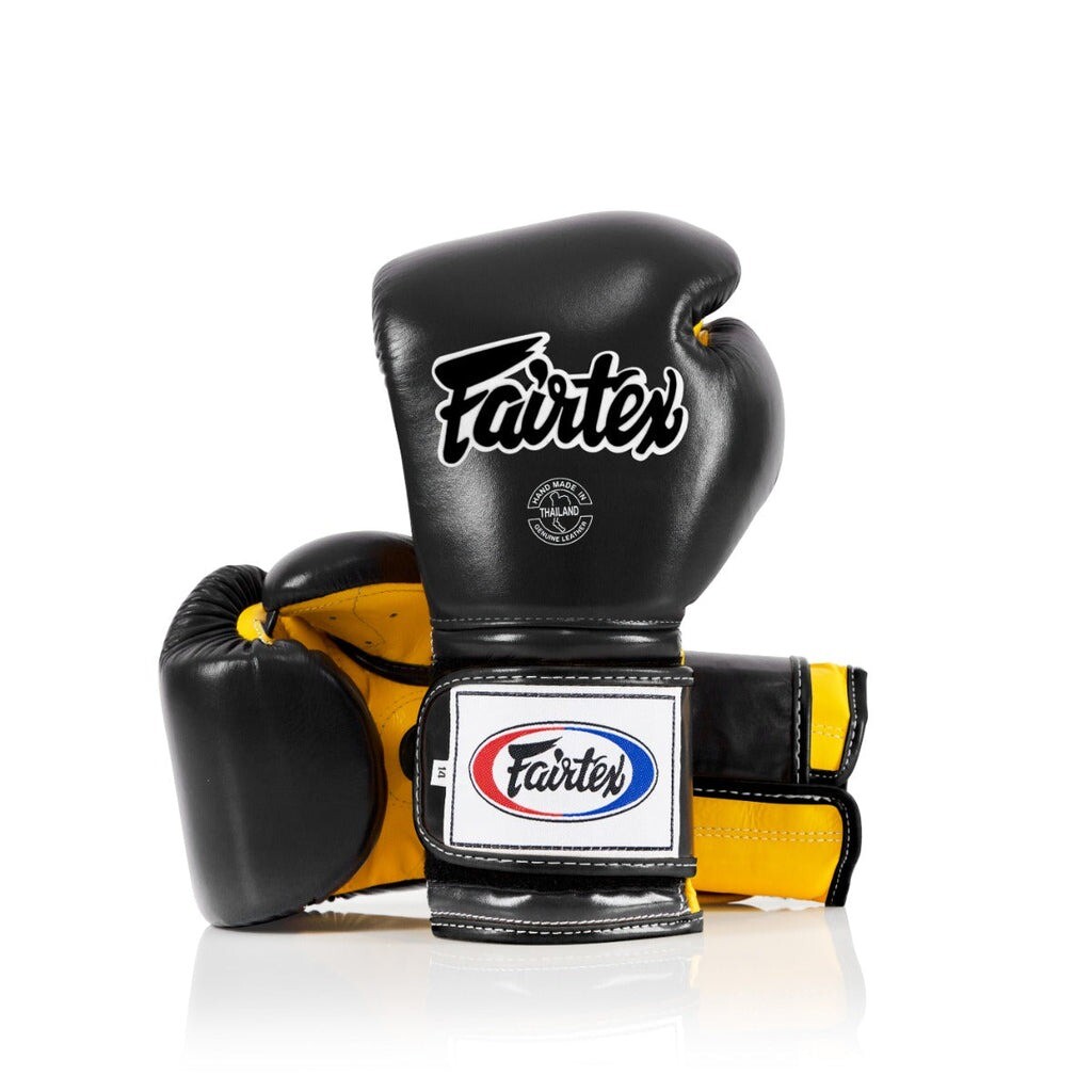 

Боксерские перчатки Fairtex Heavy Hitter's - Mexican Style, 10 oz., черный/желтый