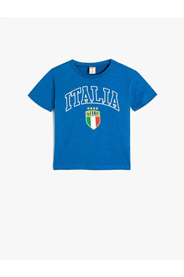 Детская футболка с принтом sporty themed italy printed Koton, Blue