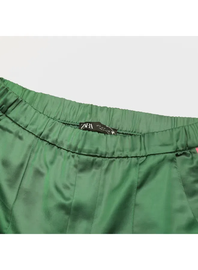 Брюки с контрастными боковыми полосками Zara, темно-зеленый — фото 4