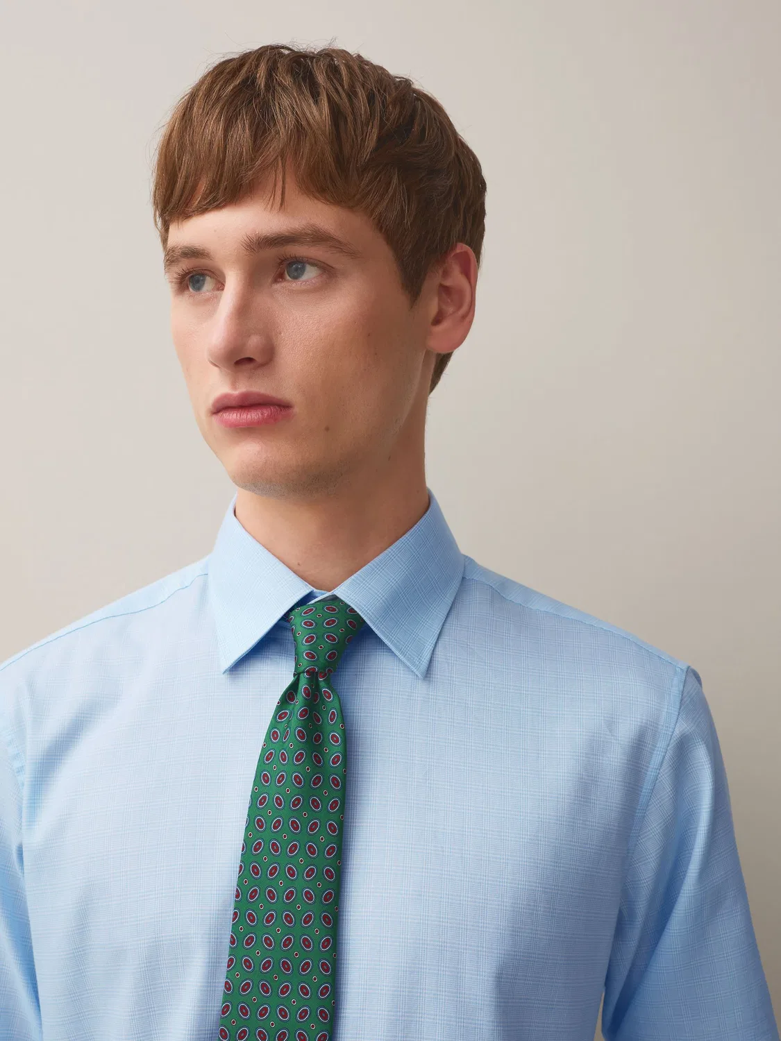 Рубашка slim fit с галстуком, геометрический принт Next, светло-голубой/зеленый
