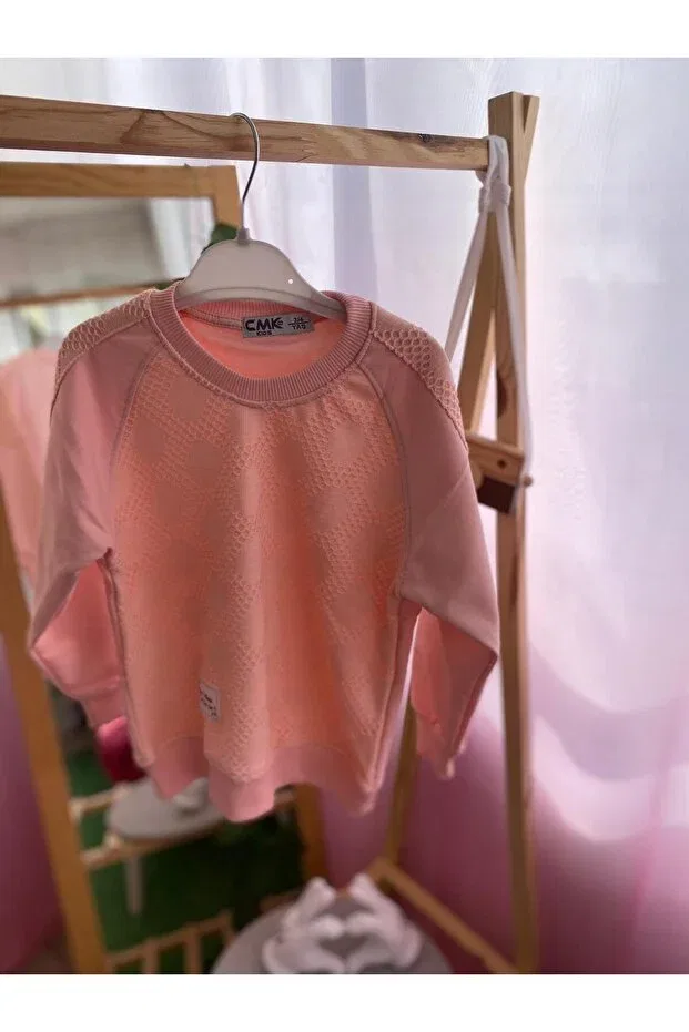 Детские свитшот для девочек ажурный с длинным рукавом Cmk Kids, Pink — фото 3
