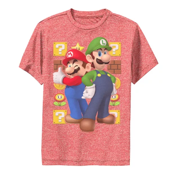 

Футболка для мальчиков 8-20 лет с принтом Super Mario Bros и Луиджи Licensed Character, цвет red heather
