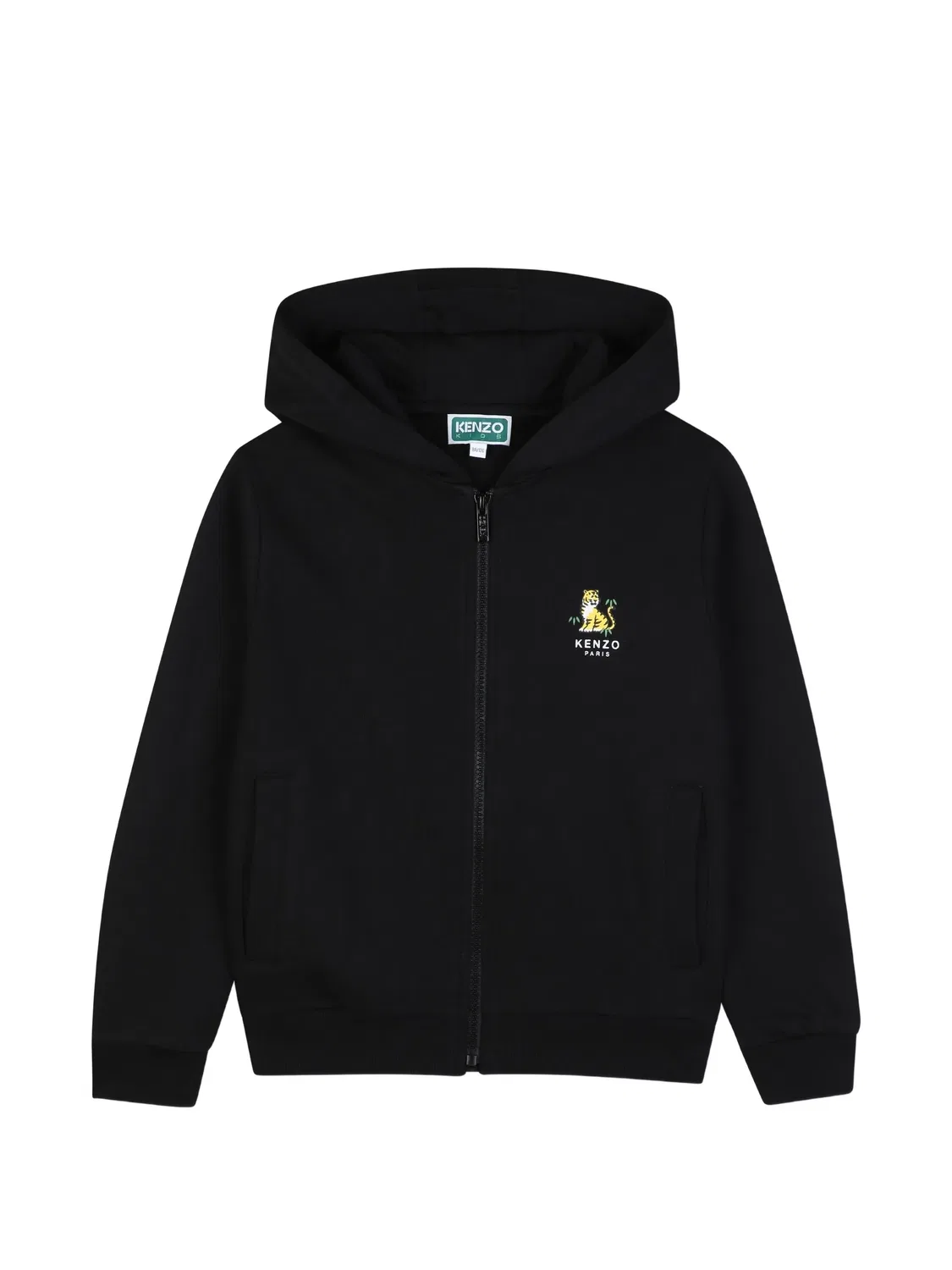 Kenzo Худи на молнии с тигровой нашивкой, черный
