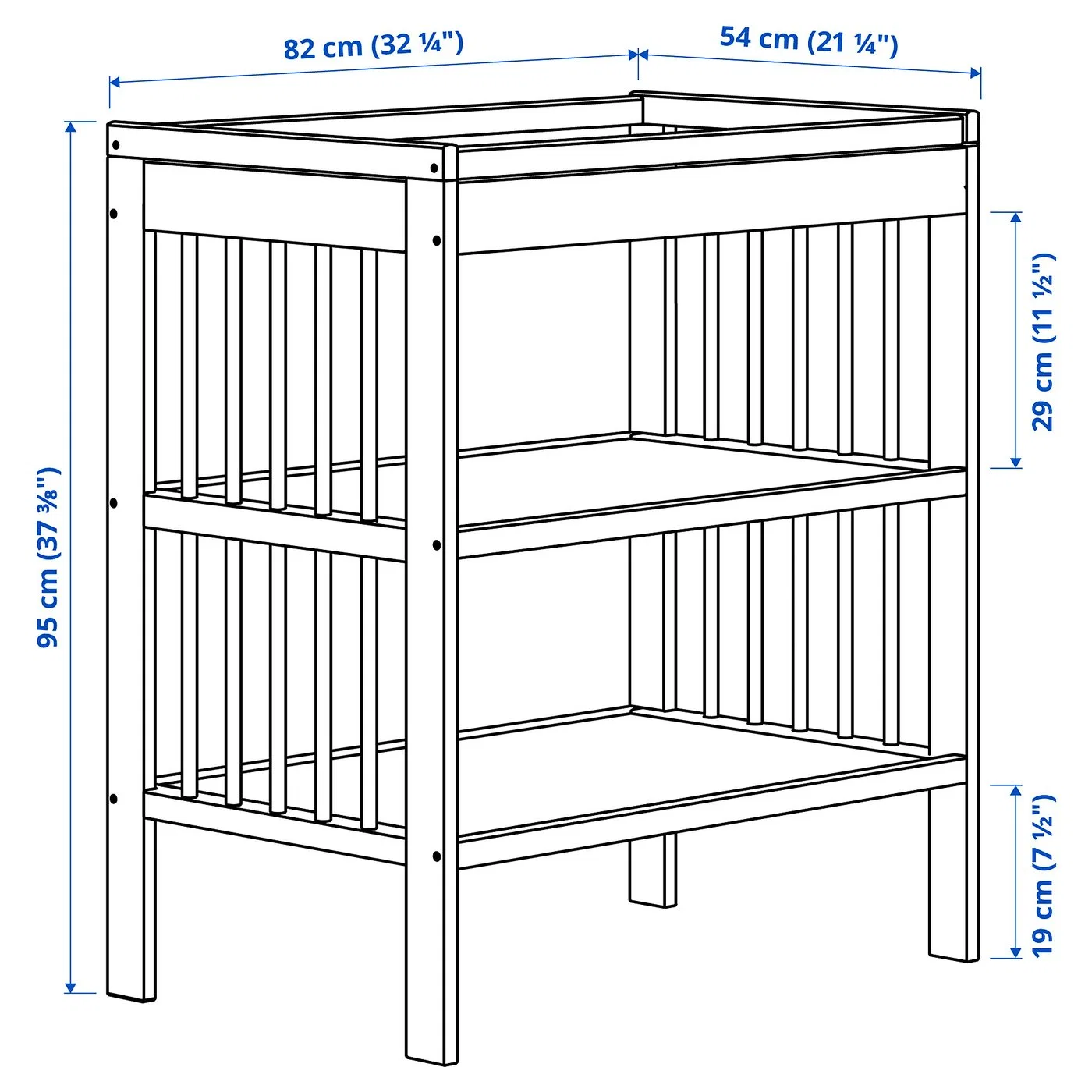 IKEA GULLIVER Пеленальный столик, серый, 82x54x93 см — фото 4
