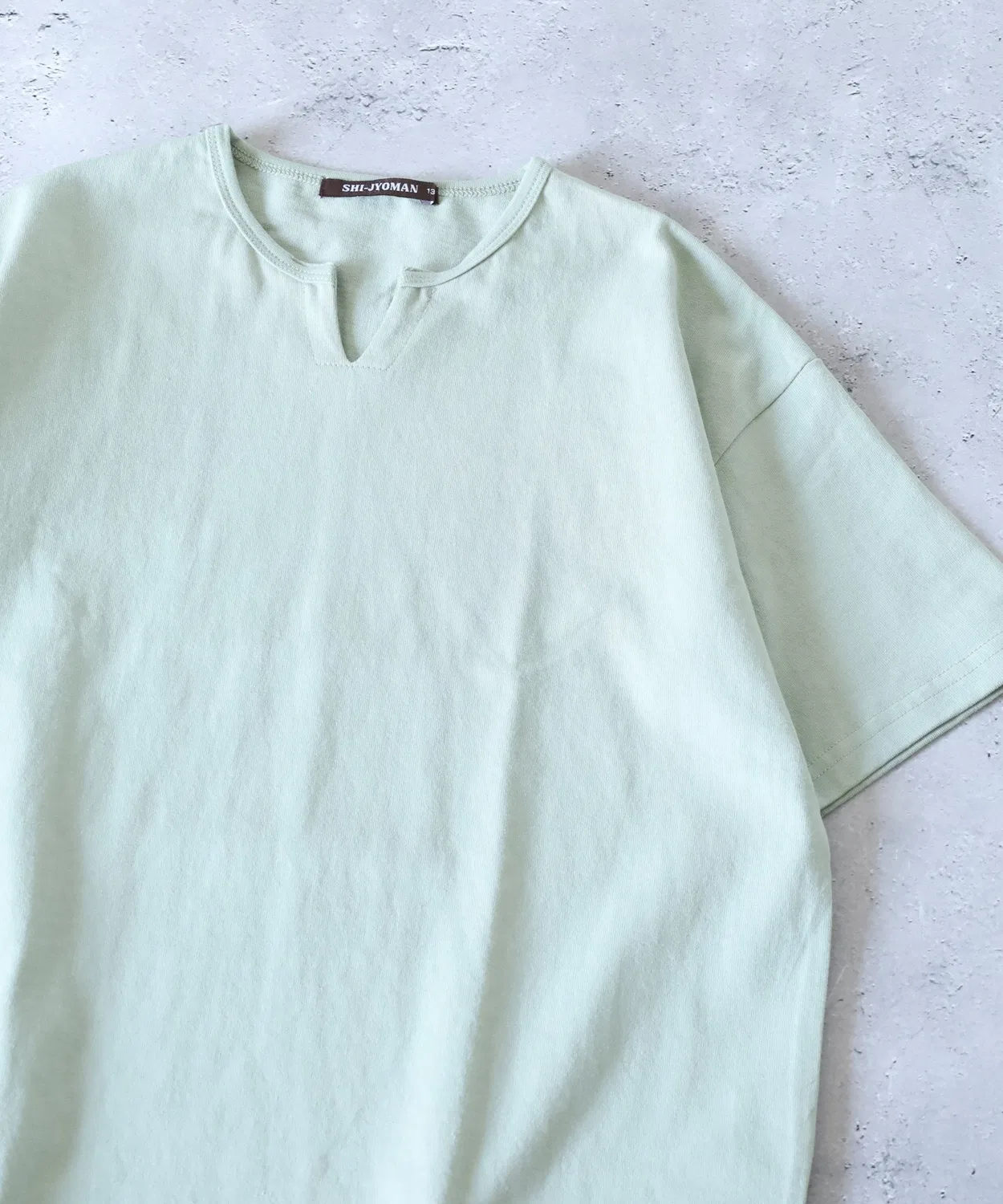 Детская футболка с ключевым вырезом и длинным рукавом, модель USA Cotton Key Neck FUNALIVE, Mint