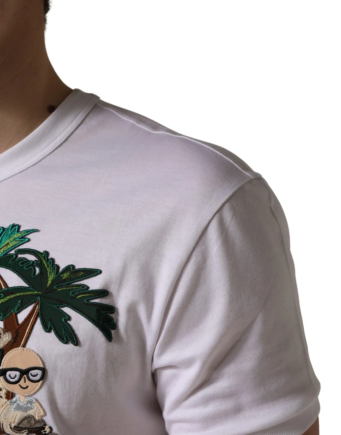 Мужская футболка с коротким рукавом и вышивкой White Palm Embroidered Dolce & Gabbana, White — фото 2