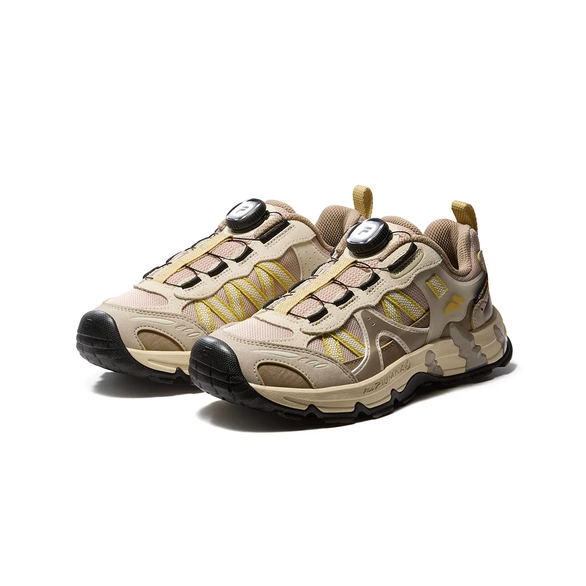 Детские кроссовки для мальчиков с шнуровкой FILA KIDS, Ice Sand Brown/Swan Yellow — фото 4